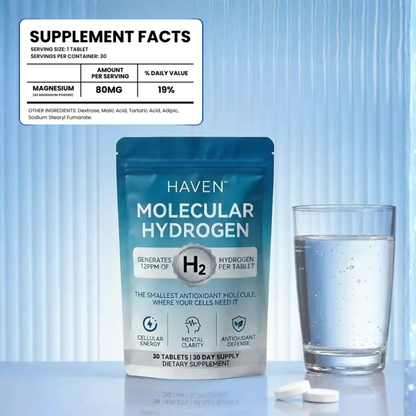 Molecular Hydrogen Tablets Maximum Potency 12 PPM Formula by HAVEN™